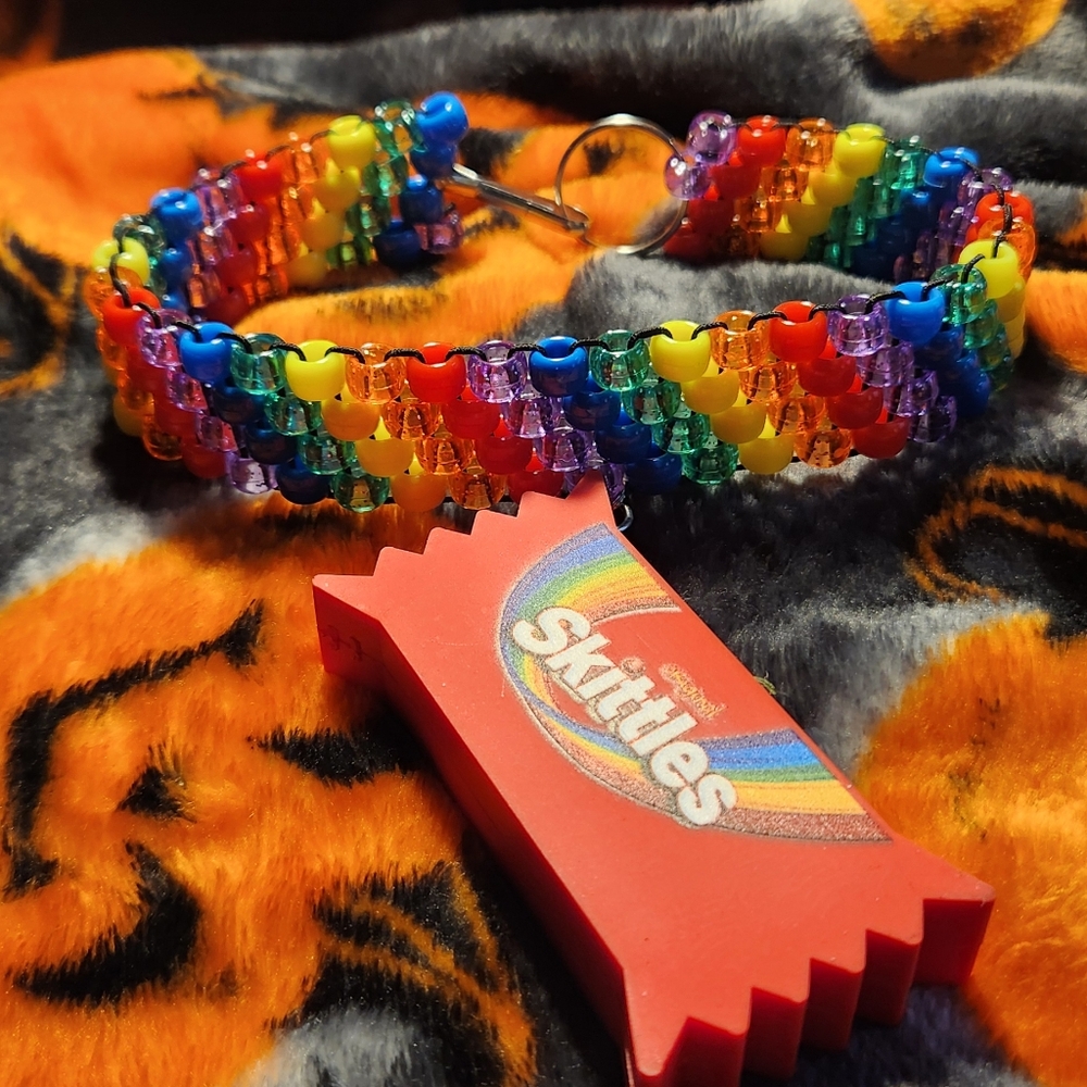 ✨️🍭🌈Skittles candy choker/chapstick holder🌈🍭✨️